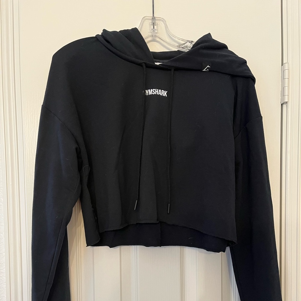 Gymshark black cropped hoodie size Medium never worn